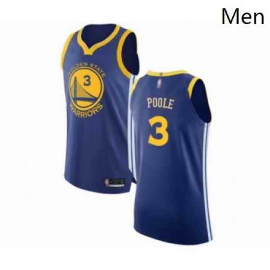 Mens Golden State Warriors 3 Jordan Poole Authentic Royal Blue Basketball Jersey Icon Edition